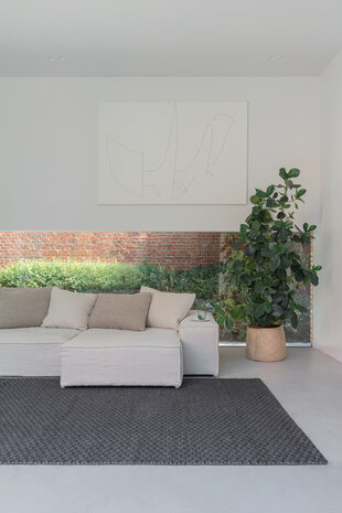 Wollen vloerkleed Rhythm Ligne Pure kleur antraciet
