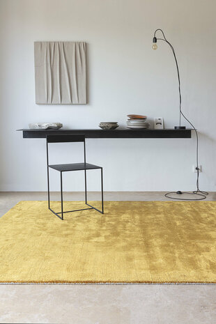Effen vloerkleed Glow Ligne Pure kleur goud