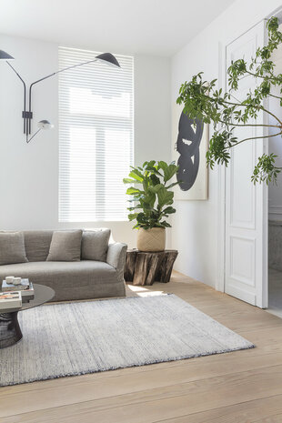 Zuiver wol vloerkleed Torrent Ligne Pure kleur grijs blauw