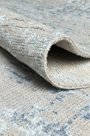 Wol viscose vloerkleed Reflect Ligne Pure kleur blauw