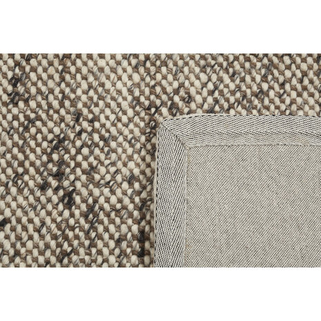 Wollen vloerkleed of karpet Lisbon kleur bruin ivoor