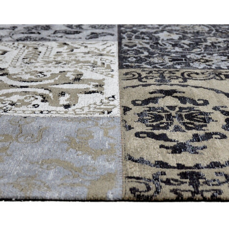 Katoenen Patchwork vloerkleed DALYAN kleur antraciet