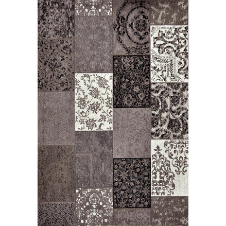 Katoenen Patchwork vloerkleed DALYAN kleur taupe