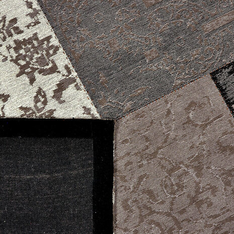Katoenen Patchwork vloerkleed DALYAN kleur taupe