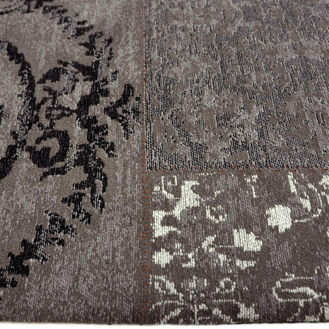 Katoenen Patchwork vloerkleed DALYAN kleur taupe