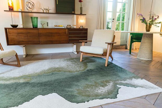 Louis De Poortere vloerkleed, Meditation Palm Green 9331, Lagoon design