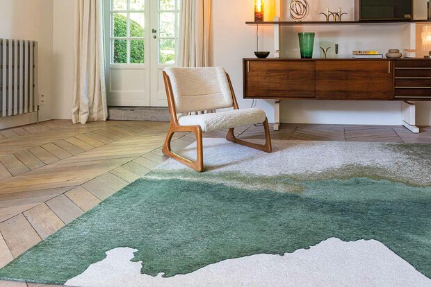 Louis De Poortere vloerkleed, Meditation Palm Green 9331, Lagoon design