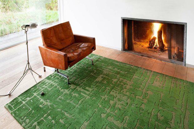 Louis De Poortere vloerkleed, Structures Perrier’s Green 9202, Baobab design