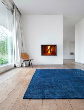 Louis De Poortere vloerkleed, Structures Suarez Blue 9250, Baobab design