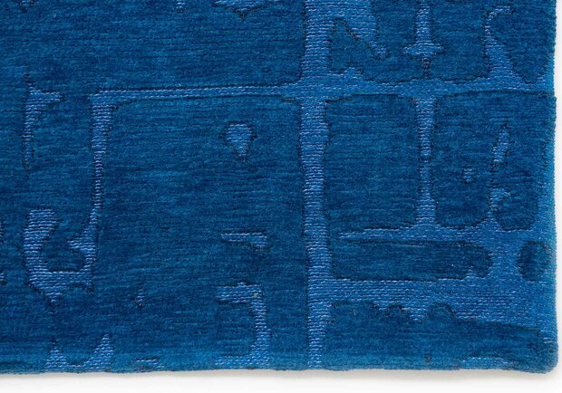 Louis De Poortere vloerkleed, Structures Suarez Blue 9250, Baobab design
