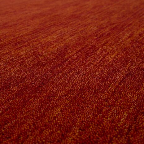 Effen terracotta wollen vloerkleed SIHRA 100
