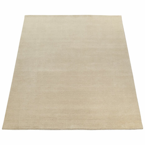 Effen creme wollen vloerkleed SIHRA 100