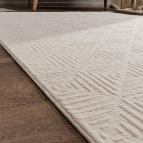 Effen beige karpet of vloerkleed SKY 523  