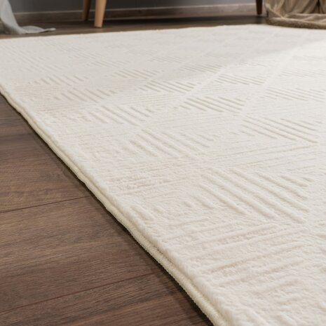 Effen creme karpet of vloerkleed SKY 523  