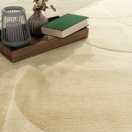 Effen beige karpet of vloerkleed SKY 526 