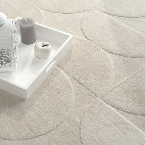 Effen creme karpet of vloerkleed SKY 526