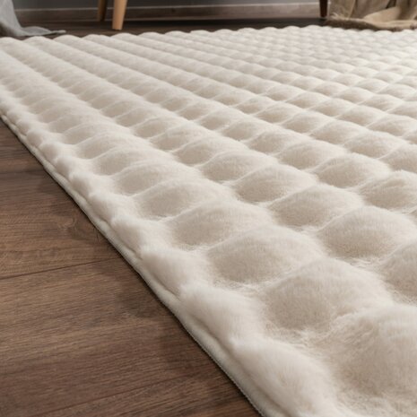 Hoogpolig soft vloerkleed ANDRES 741 kleur creme