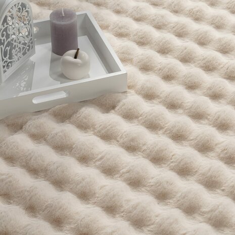 Hoogpolig soft vloerkleed ANDRES 741 kleur creme