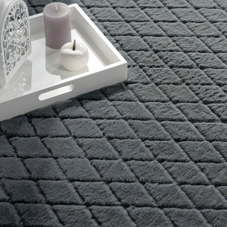 Hoogpolig soft vloerkleed ANDRES 742 kleur antraciet