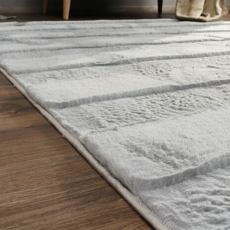 Hoogpolig soft vloerkleed ANDRES 744 kleur grijs