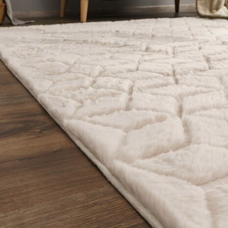 Hoogpolig soft vloerkleed ANDRES 745 kleur beige