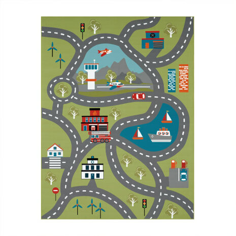 Kinder vloerkleed of karpet KIDDY 562 kleur groen
