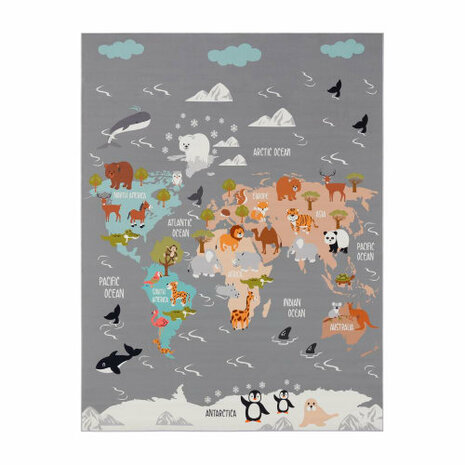 Kinder vloerkleed of karpet KIDDY 581 kleur grijs
