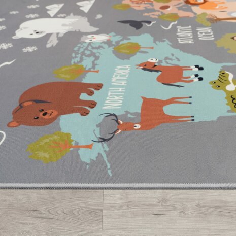 Kinder vloerkleed of karpet KIDDY 581 kleur grijs