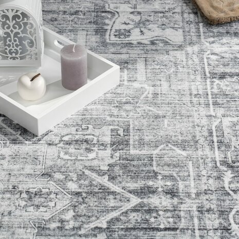 Klassiek vintage vloerkleed of karpet SPECTRUM kleur grijs 461