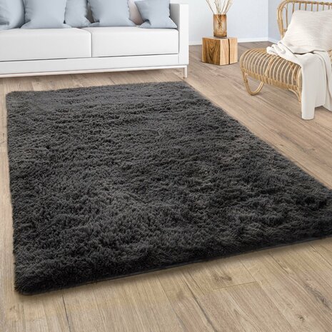 Hoogpolig vloerkleed of karpet LONDON 591 kleur antraciet