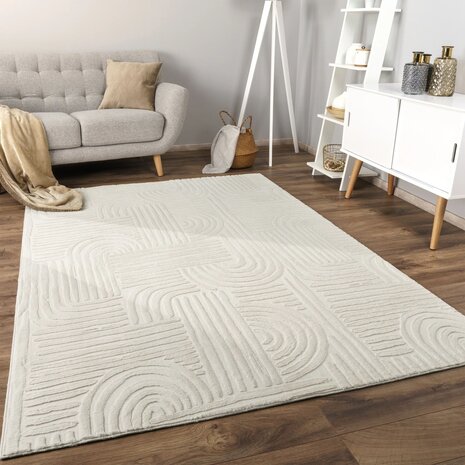 Effen creme karpet of vloerkleed SKY 527
