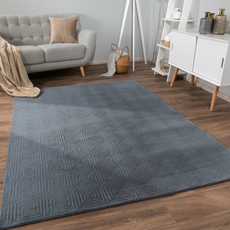 Effen antraciet  karpet of vloerkleed SKY 523  