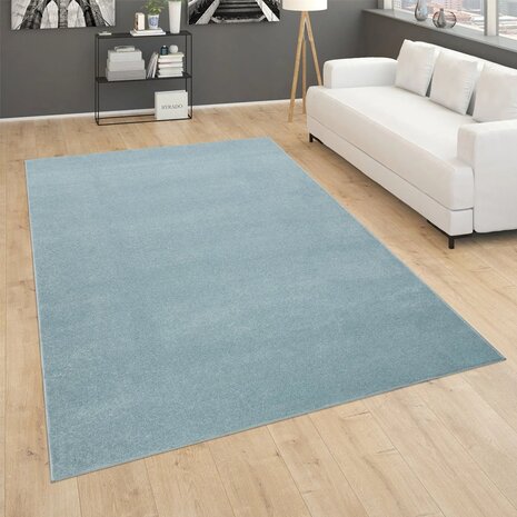 Kortpolig effen vloerkleed PORTUGAL 890 kleur turquoise