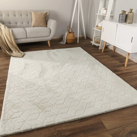 Hoogpolig soft vloerkleed ANDRES 745 kleur creme