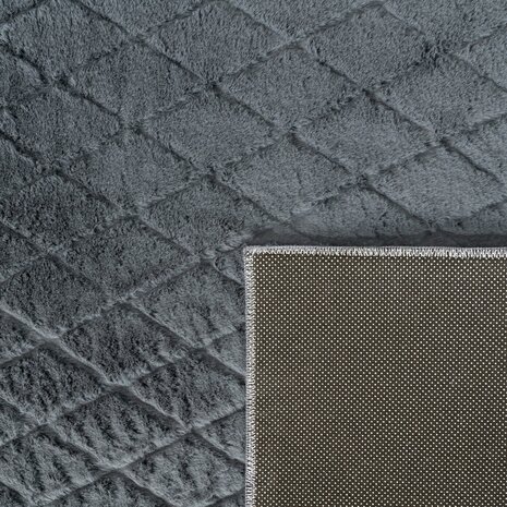 Hoogpolig soft vloerkleed ANDRES 742 kleur antraciet