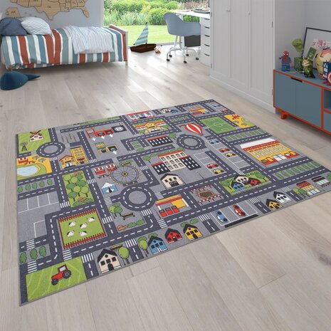 Kinder vloerkleed of karpet KIDDY 576 kleur grijs