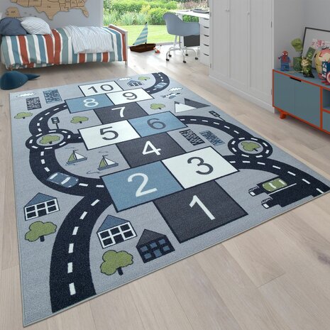 Kinder vloerkleed of karpet KIDDY 565 kleur grijs