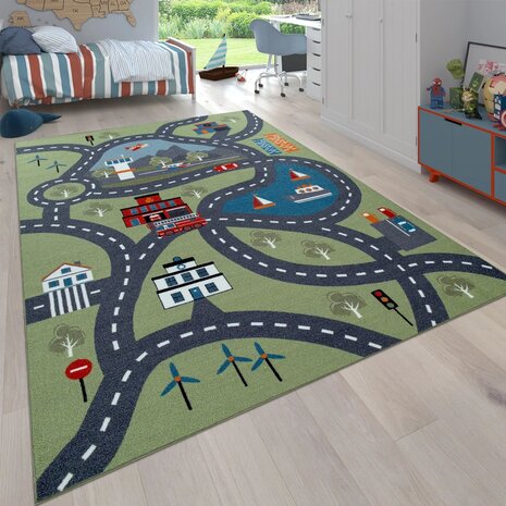 Kinder vloerkleed of karpet KIDDY 562 kleur groen