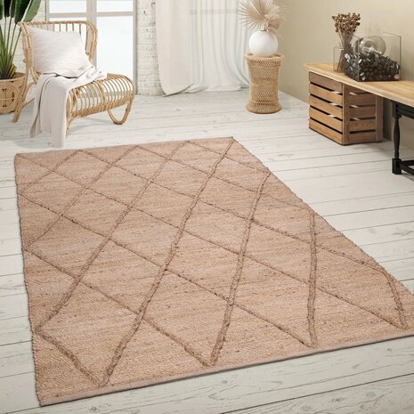 Jute vloerkleed of karpet ACTON kleur creme 685