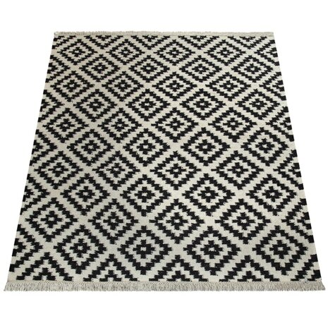 Vloerkleed of karpet VIENNA kleur zwart wit 500