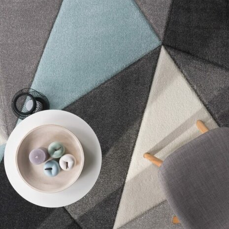 Modern 3D vloerkleed of karpet ARWIN kleur turquoise 237