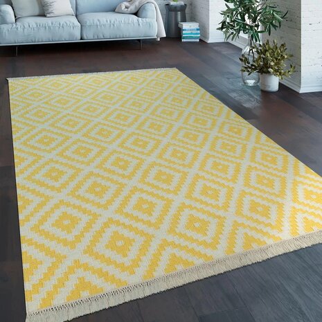 Vloerkleed of karpet VIENNA kleur geel wit 500
