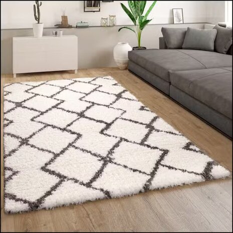 Hoogpolig vloerkleed of karpet RICHMOND kleur creme 076