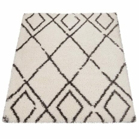 Hoogpolig vloerkleed of karpet RICHMOND kleur creme 080
