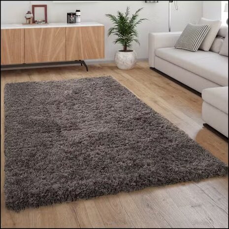 Hoogpolig vloerkleed of karpet AMADO kleur antraciet 861