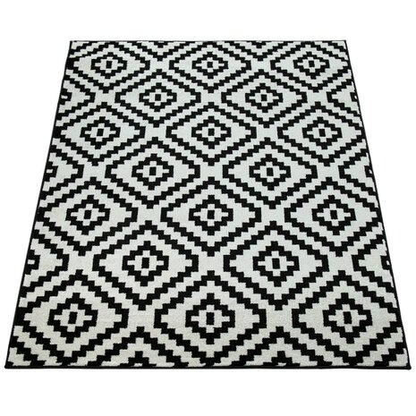 Vloerkleed of karpet PALMER kleur zwart wit 400