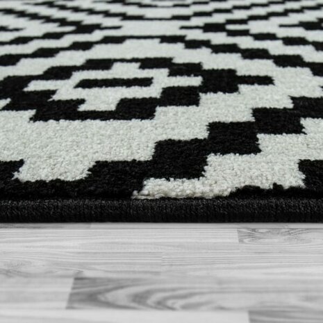 Vloerkleed of karpet PALMER kleur zwart wit 400